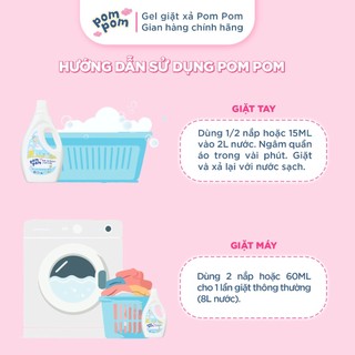 Combo 3 Túi Nước Giặt Xả Pom Pom Newborn 2.7L - An Toàn Cho Bé Sơ Sinh, Sạch Sâu Vết Nôn Trớ Ọc Sữa, Hương Phấn Rôm NB27