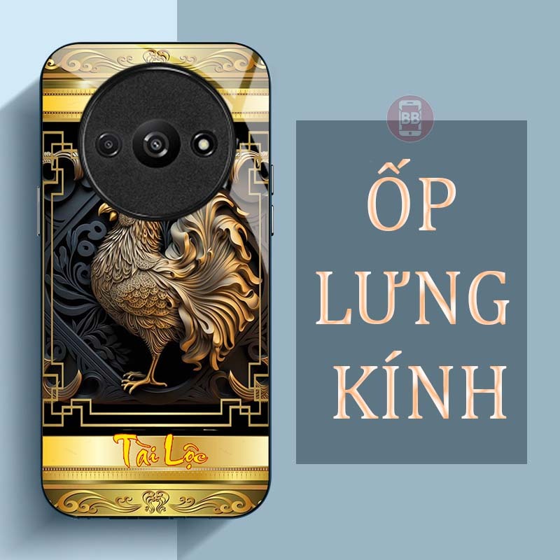 Ốp Lưng XIAOMI REDMI A3 Mặt Lưng Kính Cường Lực In Hình 12 con giáp Tài Lộc