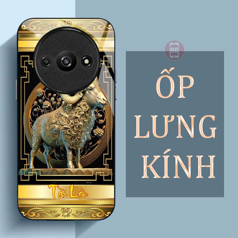 Ốp Lưng XIAOMI REDMI A3 Mặt Lưng Kính Cường Lực In Hình 12 con giáp Tài Lộc