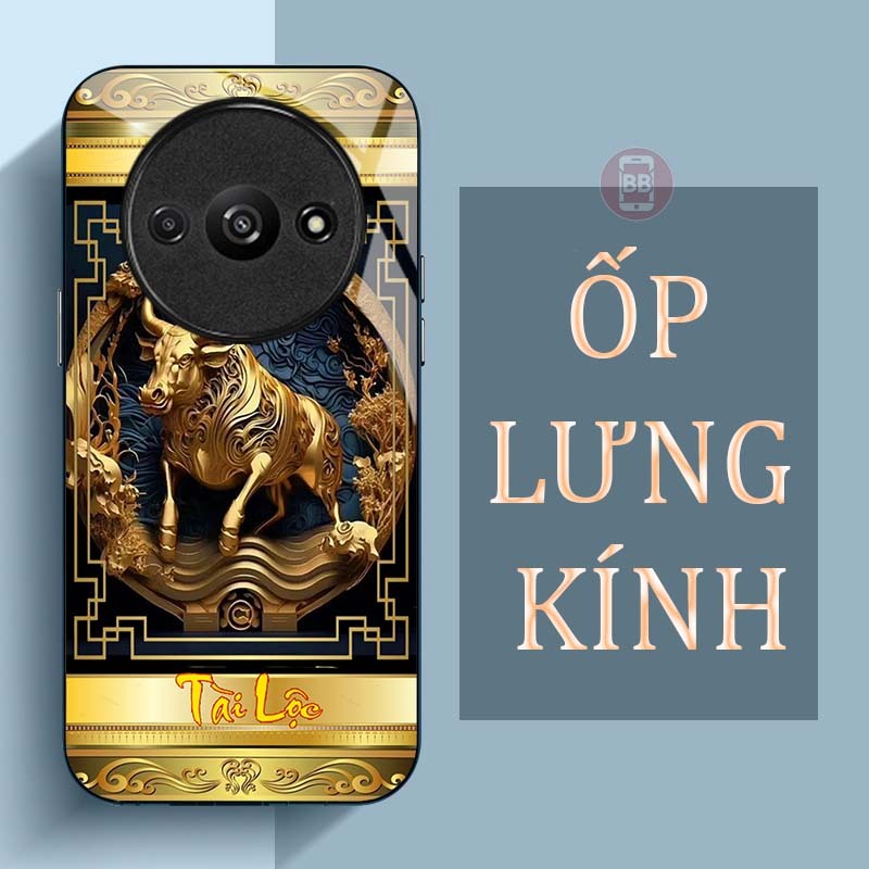 Ốp Lưng XIAOMI REDMI A3 Mặt Lưng Kính Cường Lực In Hình 12 con giáp Tài Lộc