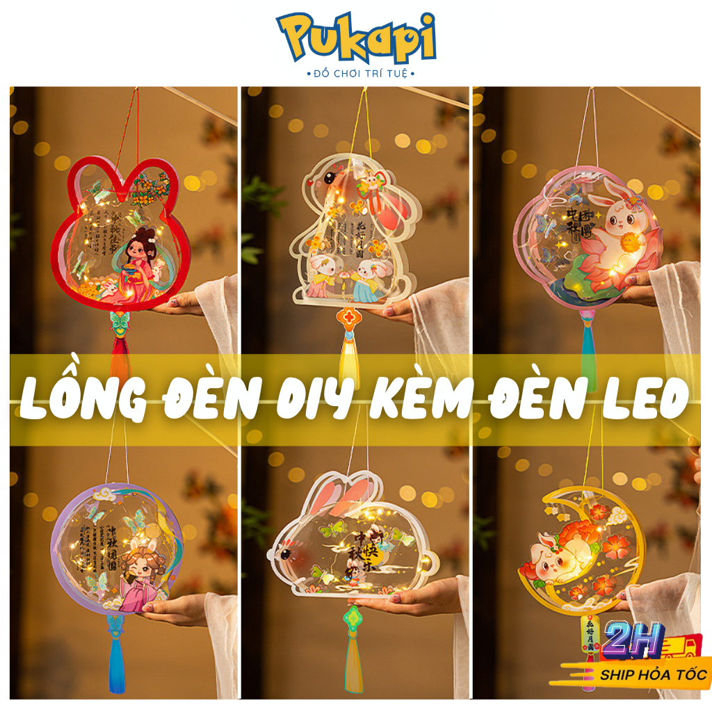 Lồng Đèn Phát Sáng Đèn Lồng Trung Thu Trong Suốt Dễ Thương Đèn Lồng DIY Dạ Quang Handmade Giá Rẻ - Đồ Chơi Cho Bé PUKAPI