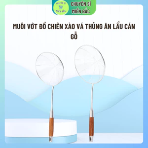 Muôi Vớt Đồ Chiên Xào Vá Thủng Ăn Lẩu Cán Gỗ