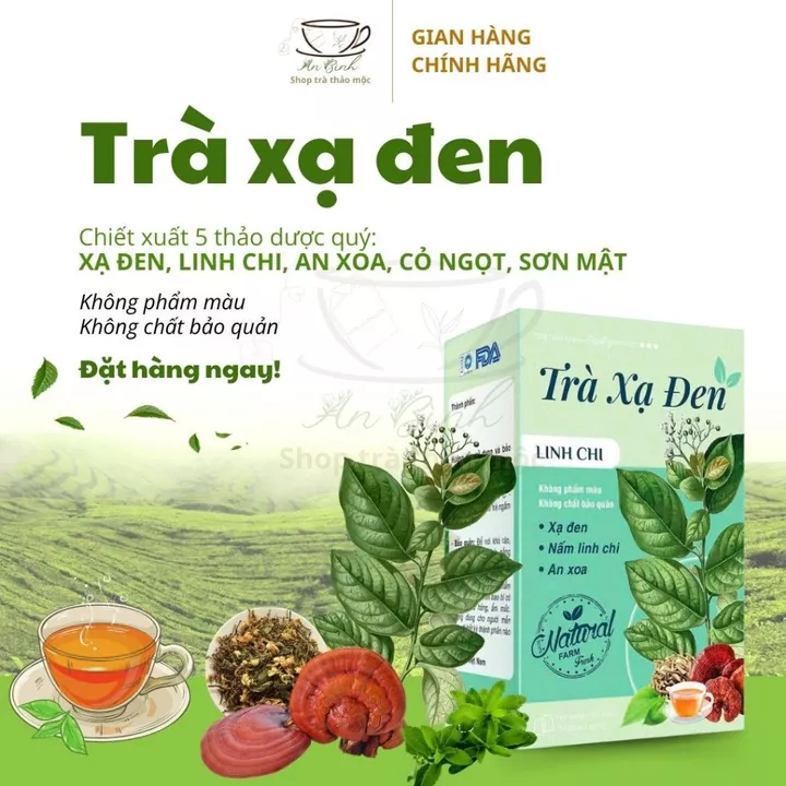 Trà xạ đen linh chi, an xoa, rất tốt cho người gan nhiễm mỡ, men gan cao hộp 30 túi lọc.