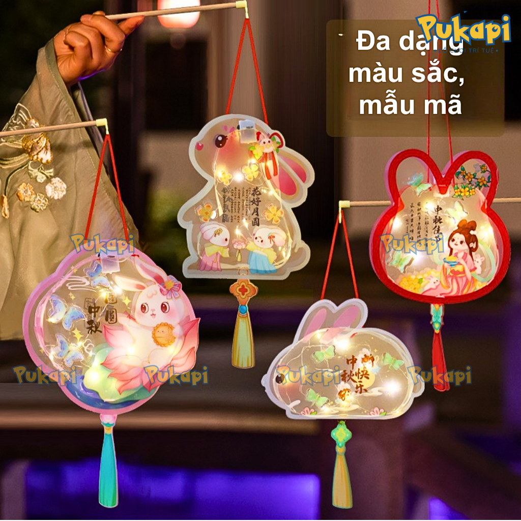 Lồng Đèn Phát Sáng Đèn Lồng Trung Thu Trong Suốt Dễ Thương Đèn Lồng DIY Dạ Quang Handmade Giá Rẻ - Đồ Chơi Cho Bé PUKAPI