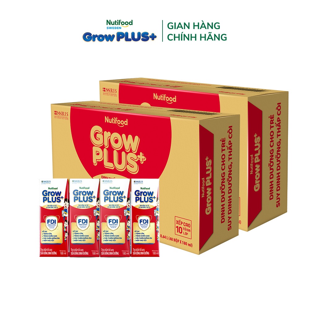 Combo 2 Thùng 48 SBPS Nutifood GrowPLUS+ Suy Dinh Dưỡng - Tăng Cân, Tăng Chiều Cao 180ml (Bao bì tùy lô hàng)