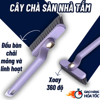 Cây chà sàn đa năng kèm nhíp gắp rác, chổi cọ nhà tắm xoay 360 độ tiện dụng