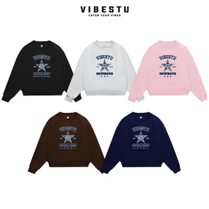 Áo Sweater Nỉ 2 Da Vibestu "Cowboys" Form Boxy Tay Dơi Unisex Nam Nữ
