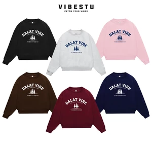 Áo Sweater Nỉ 2 Da VIBESTU " Đà Lạt " Boxy Tay Dơi Unisex Nam Nữ