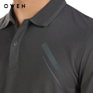 Owen - Áo polo Bodyfit APV252546 màu Xám đậm chất liệu Poly recycled (Renu)