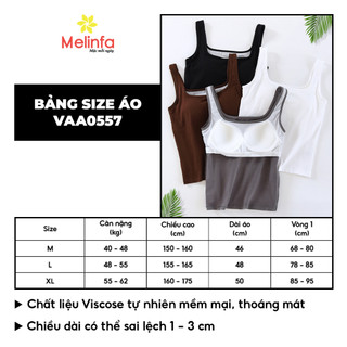 Áo ba lỗ nữ cao cấp có đệm chất vải Cotton  tự nhiên mềm mại thoáng mát MELINFA VAA0557
