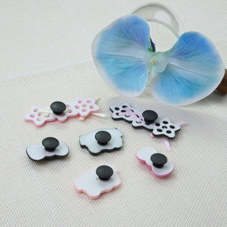 Bộ 6 Sticker, Charm 3D chủ đề Mèo black pink nhựa cứng gắn Dép Sục, Cá Sấu Mita JB-369