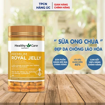 Viên Uống Sữa Ong Chúa Royal Jelly Healthy Care 1000mg Úc Hỗ Trợ Làm Đẹp Da, Chống Lão Hóa 365 viên