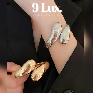 9LUX Vòng Tay Kim Loại Có Khớp Lẫy Mở Hình Giọt Nước xu hướng hottrend cá tính, Lắc tay Nữ Thời Trang VTGN33