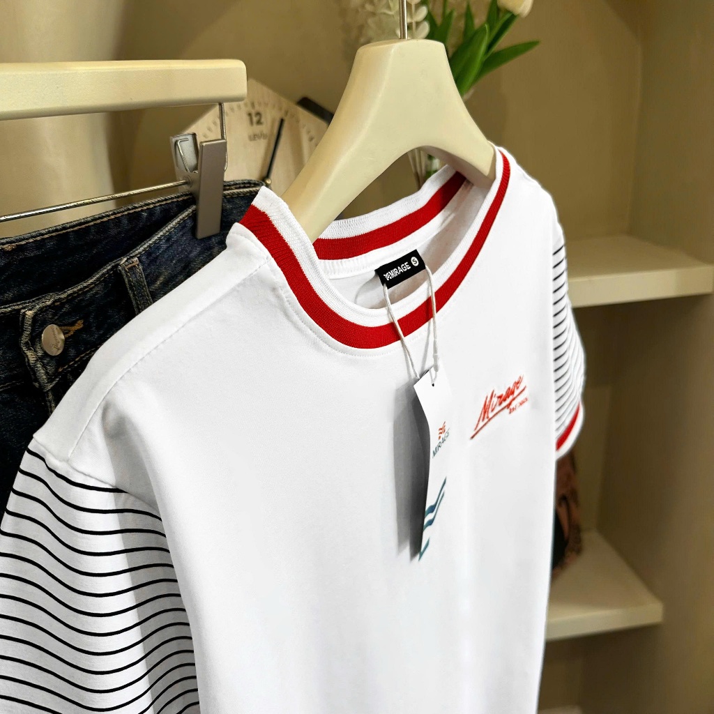 Áo Thun Mirage Họa Tiết Sọc Tay Local Brand Chất 100% Cotton Mềm Mịn Thoáng Mát.