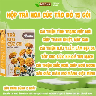 Trà hoa cúc táo đỏ DETONIC giúp ngủ ngon và sâu giấc, cải thiện tâm trạng, hỗ trợ mát gan thanh nhiệt