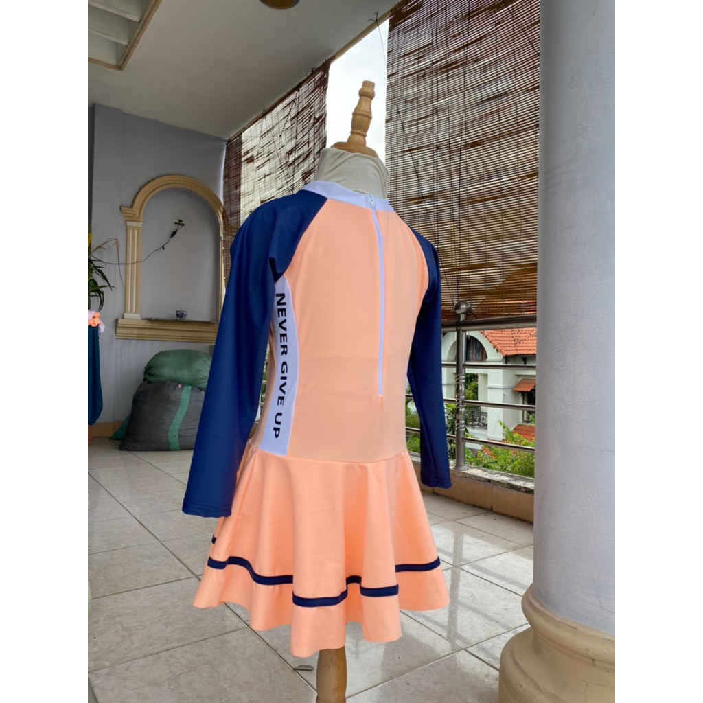 [Size 2 4 6 8] Đồ bơi 1 mảnh kính đáo dành cho bé gái phối dây kéo cực xinh váy có quần trong