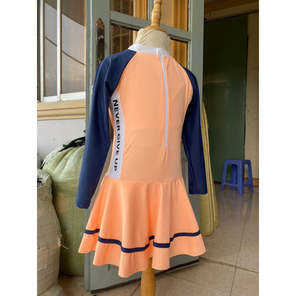 [Size 2 4 6 8] Đồ bơi 1 mảnh kính đáo dành cho bé gái phối dây kéo cực xinh váy có quần trong