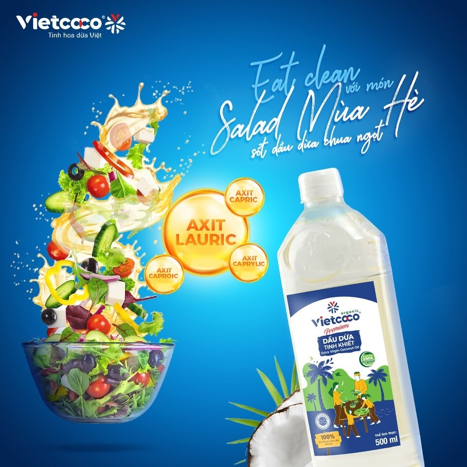 Dầu Dừa Hữu Cơ Ép Lạnh Vietcoco Organic Coconut oil