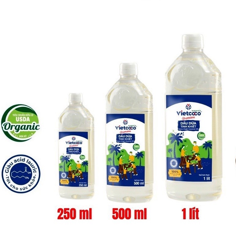 Dầu Dừa Hữu Cơ Ép Lạnh Vietcoco Organic Coconut oil