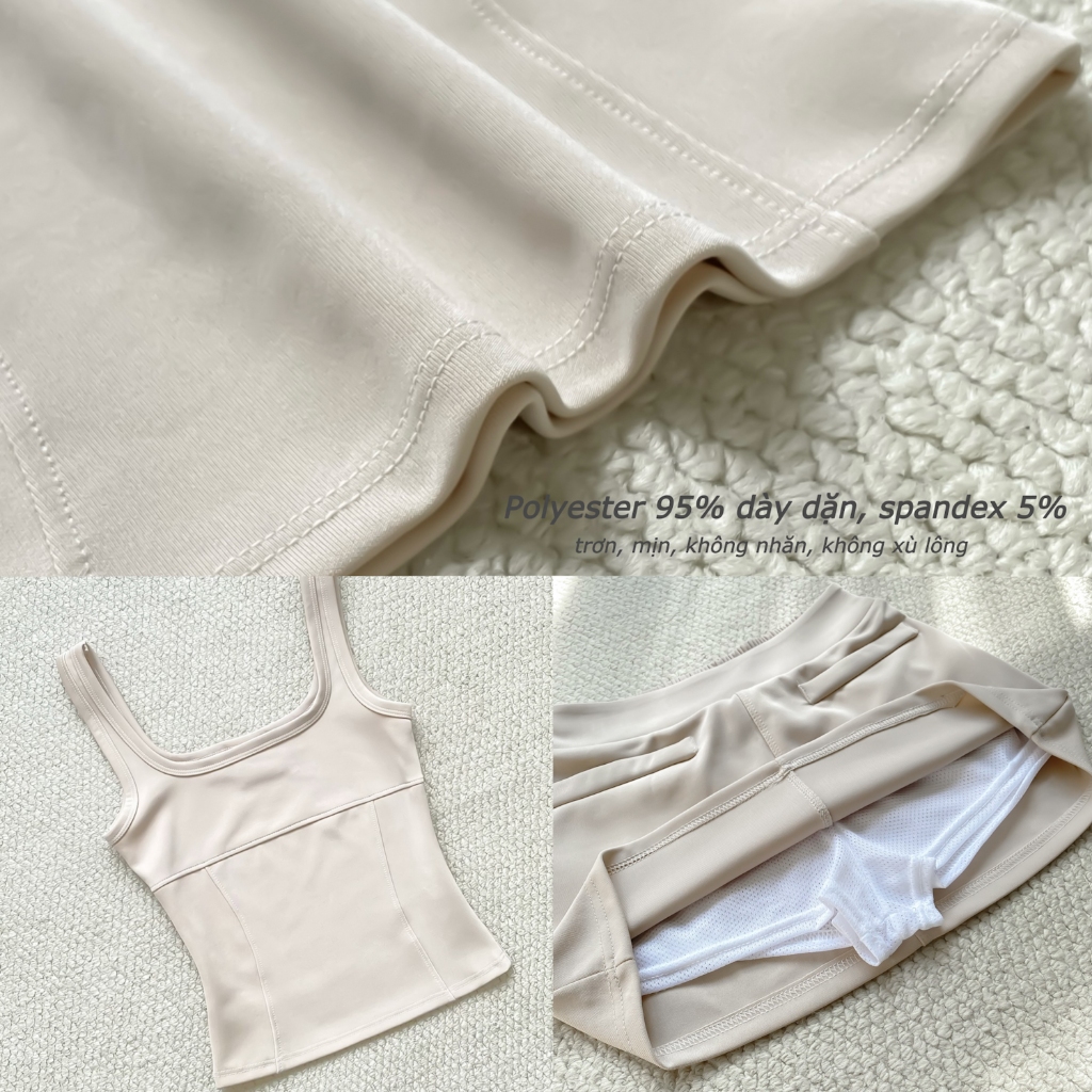 SET ÁO CARDIGAN THUN POLY VÀ TANKTOP 2 DÂY CỔ VUÔNG THUN POLY KAITY PHỐI GÂN FFCLUB MIX