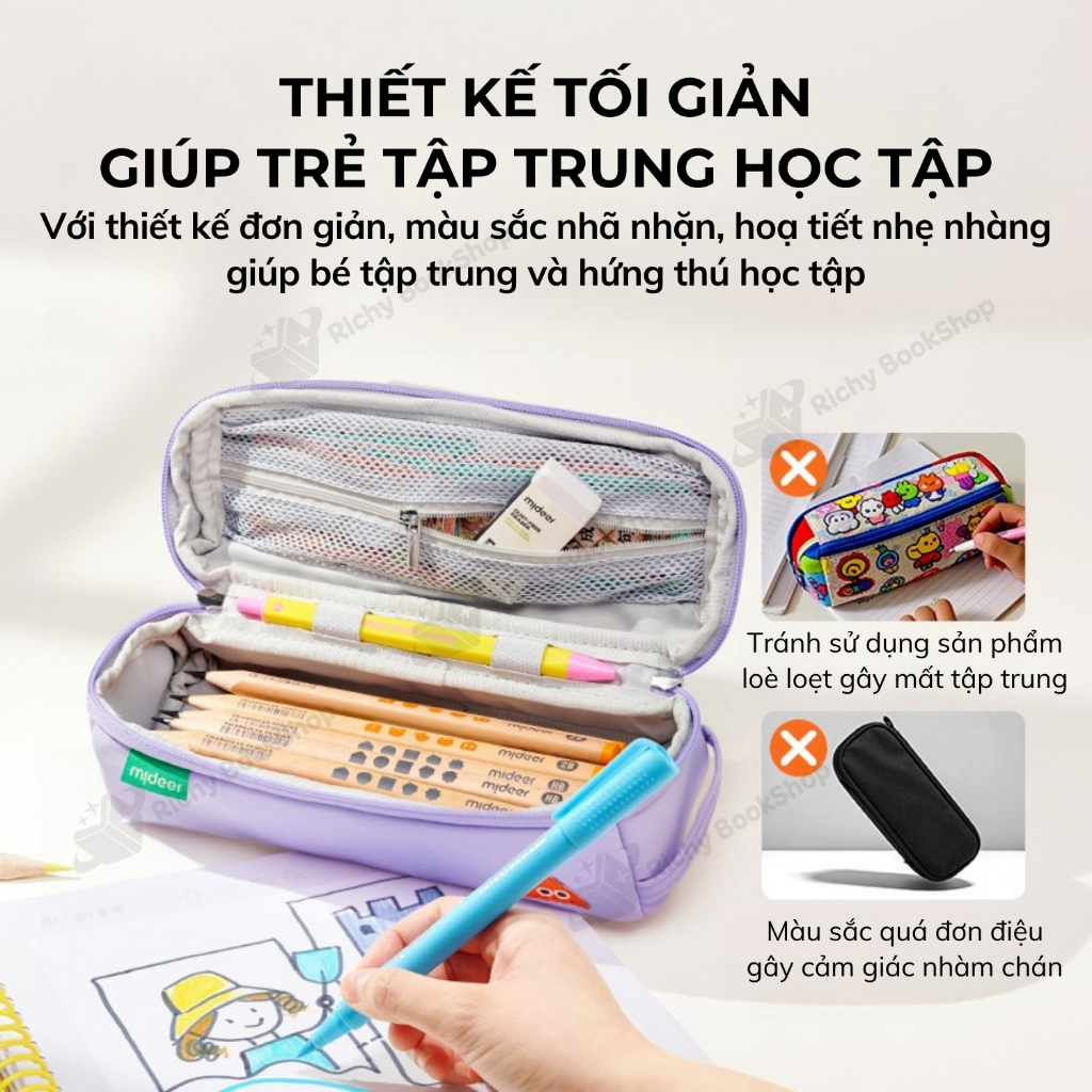 Hộp đựng bút Mideer hộp bút đa năng nhiều ngăn cho bé Multifunctional Toast Pencil Case