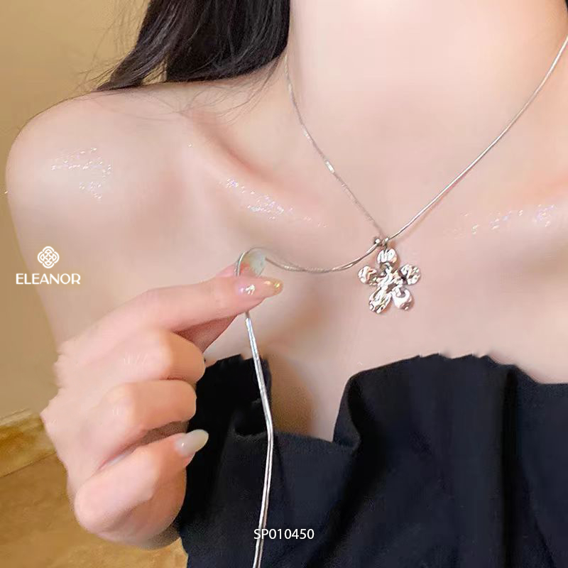 Dây chuyền nữ Eleanor Accessories dây rút hình hoa trơn bóng vòng cổ basic phụ kiện trang sức 10450
