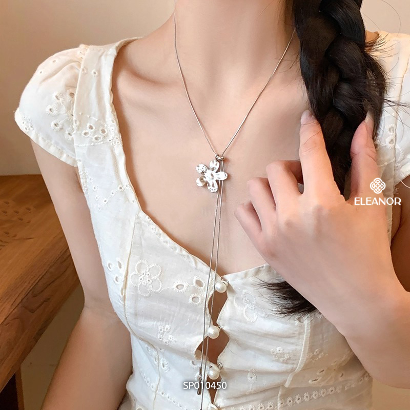 Dây chuyền nữ Eleanor Accessories dây rút hình hoa trơn bóng vòng cổ basic phụ kiện trang sức 10450