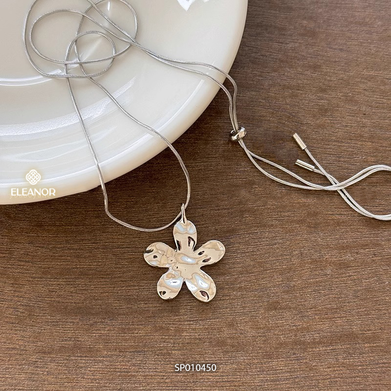 Dây chuyền nữ Eleanor Accessories dây rút hình hoa trơn bóng vòng cổ basic phụ kiện trang sức 10450