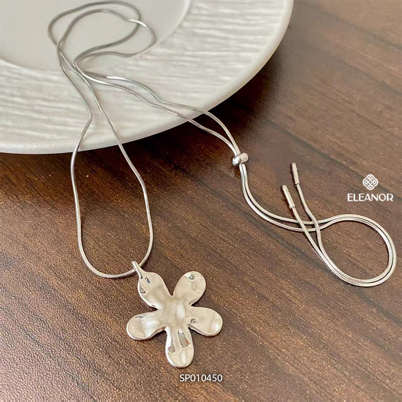 Dây chuyền nữ Eleanor Accessories dây rút hình hoa trơn bóng vòng cổ basic phụ kiện trang sức 10450