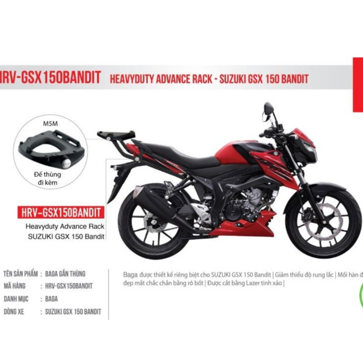 Baga chịu lực GIVI HRV / HRX cho Suzuki GSX Bandit 150 - Chính hãng