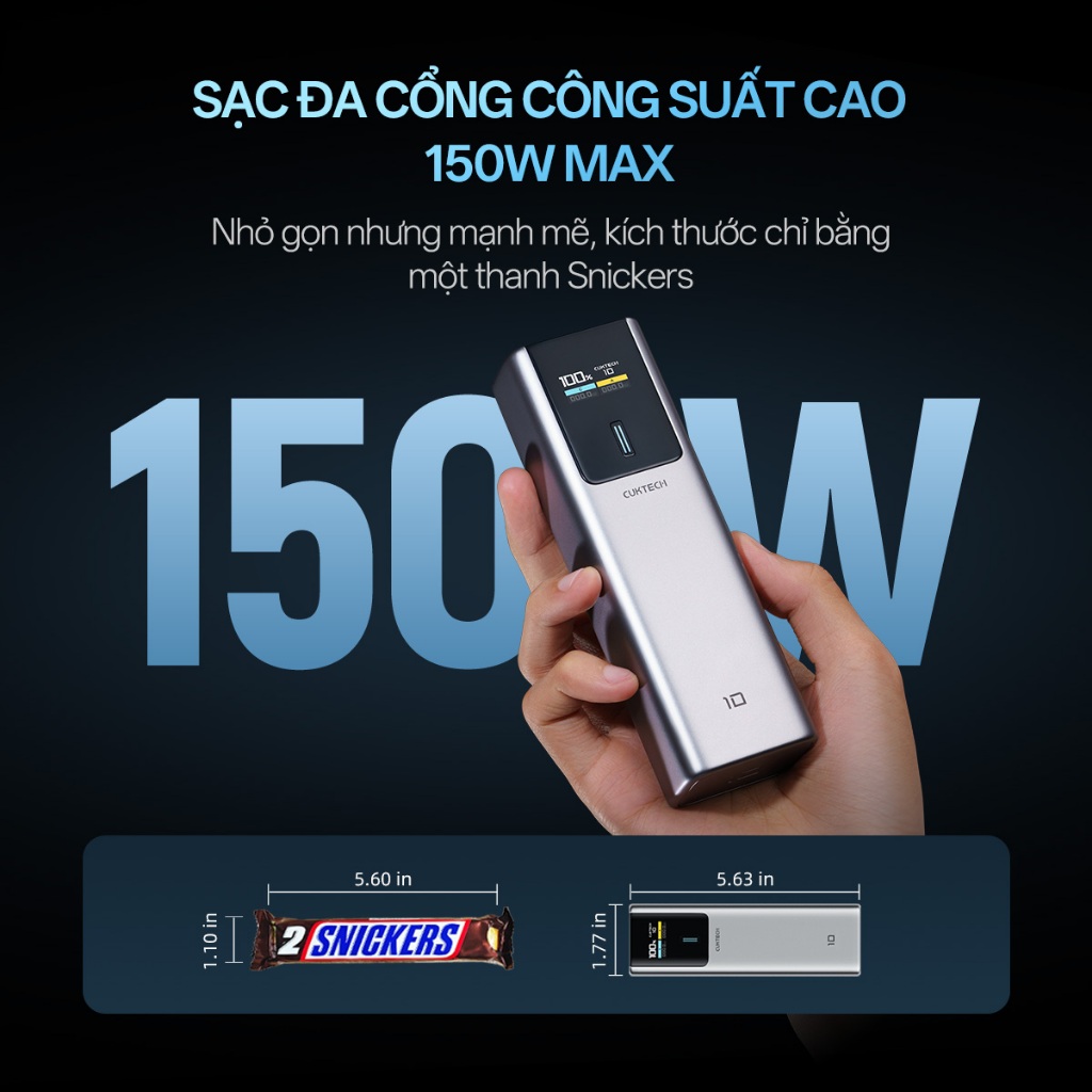 【Được chứng nhận CCC】CUKTECH Sạc Nhanh 150W 10000mAh – Hỗ Trợ Xiaomi 120W Samsung 45W iP 16/15/14 (10 Power Bank) | BigBuy360 - bigbuy360.vn