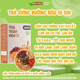 Trà gừng đường nâu DETONIC hỗ trợ giảm đau bụng kinh, bổ máu, giữ ấm cơ thể và giữ ấm tử cung tránh bị hàn lạnh