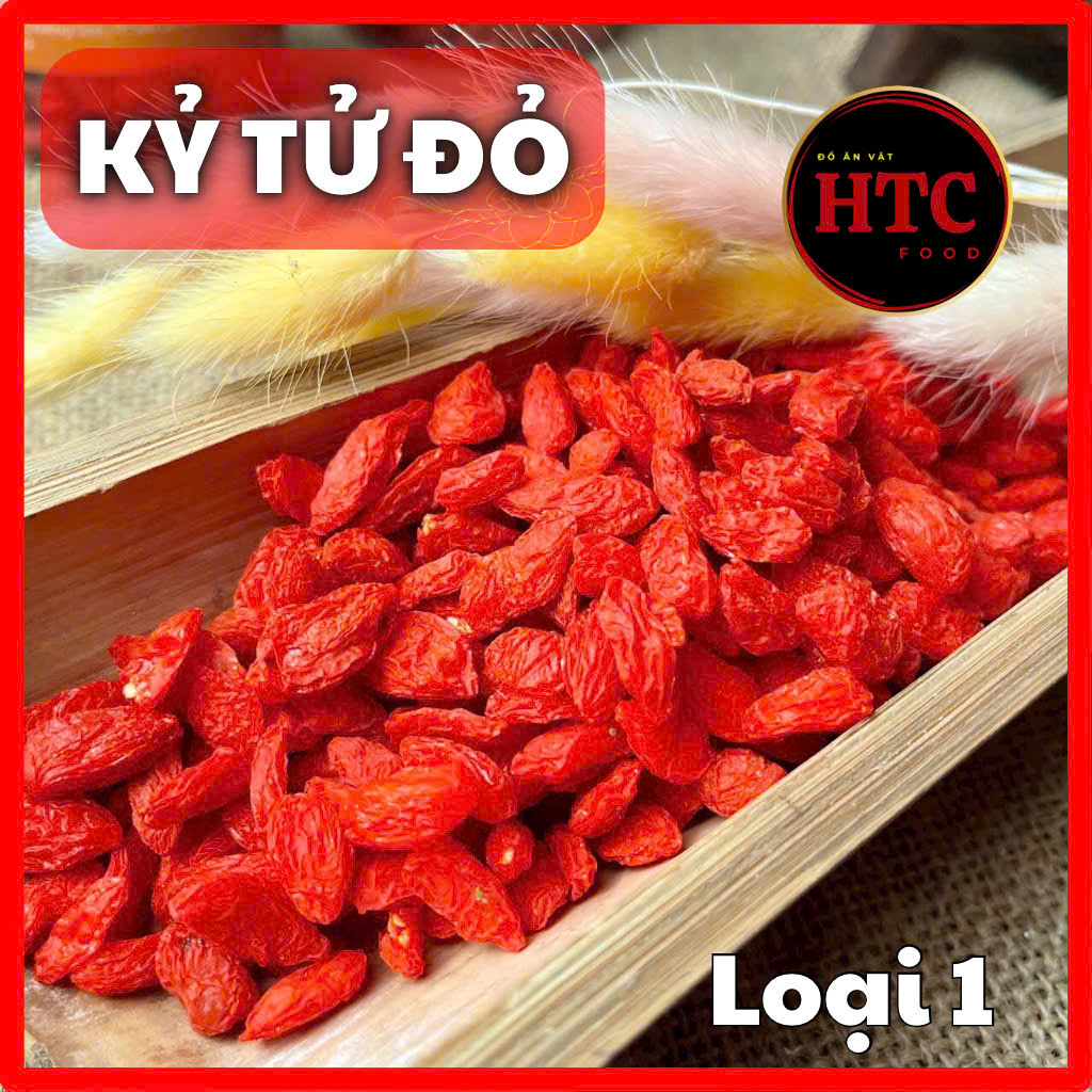 Kỷ tử đỏ Ninh Hạ hữu cơ loại 1, câu kỉ tử khô nguyên chất 100% quả to dẻo ngọt, đồ ăn vặt HTC Food