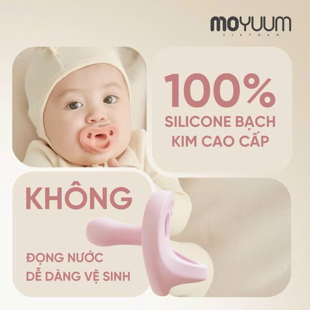 Ti giả Moyuum Silicon Cao cấp Nguyên khối siêu mềm cho bé chính hãng (kèm hộp đựng)