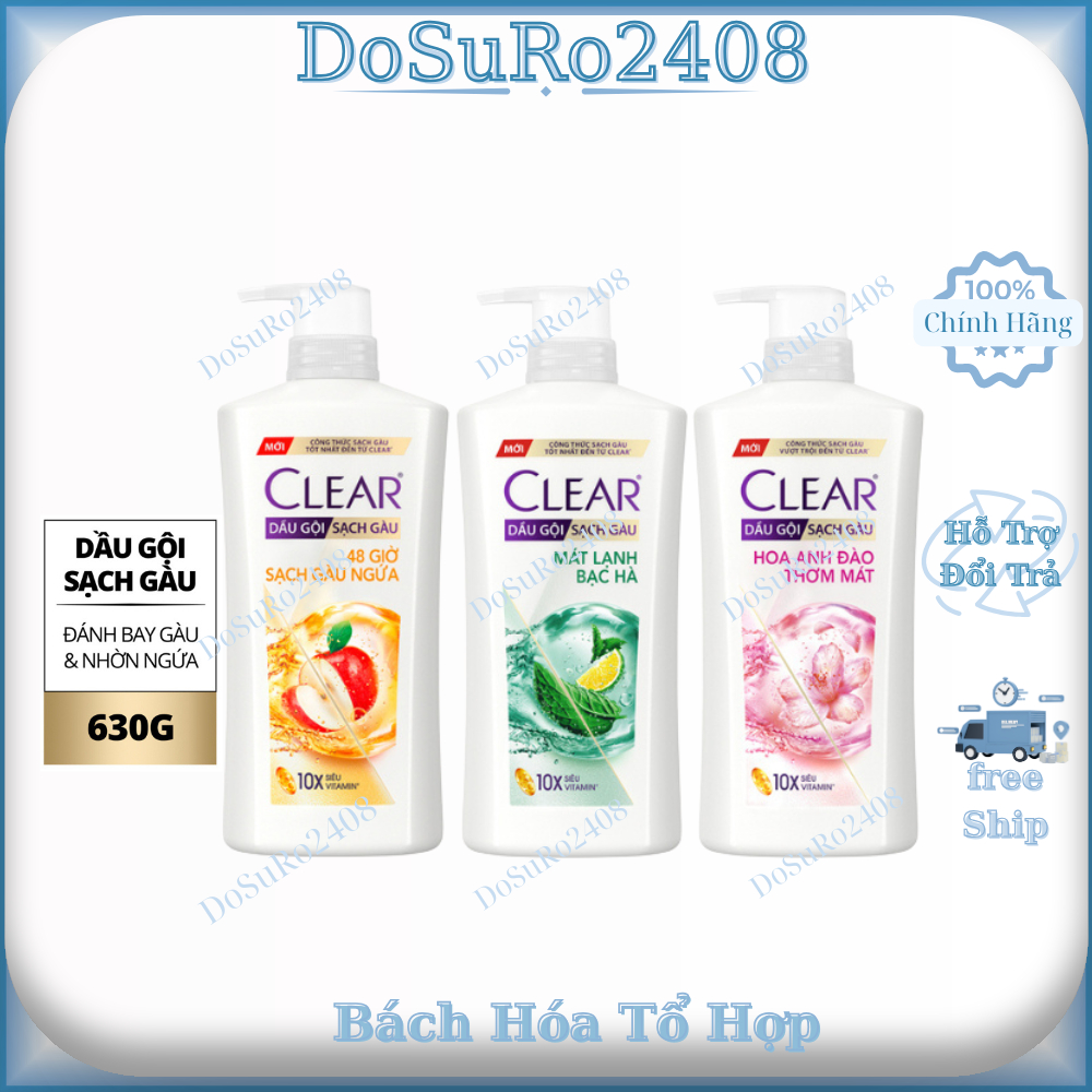 Dầu gội Clear 630g làm sạch gàu ngứa và vi khuẩn suốt 24 giờ 630G