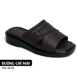 Dép Da Nam IGU_M722,Dép Quai Bản Cao Cấp,Dép Da Trung Niên Đế Đúc Cao Cấp Bảo Hảnh 6 Tháng