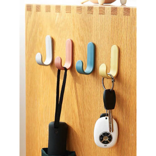 Set 5 Móc treo đồ dán tường hình chữ J, móc dán tường siêu dính chịu lực decore