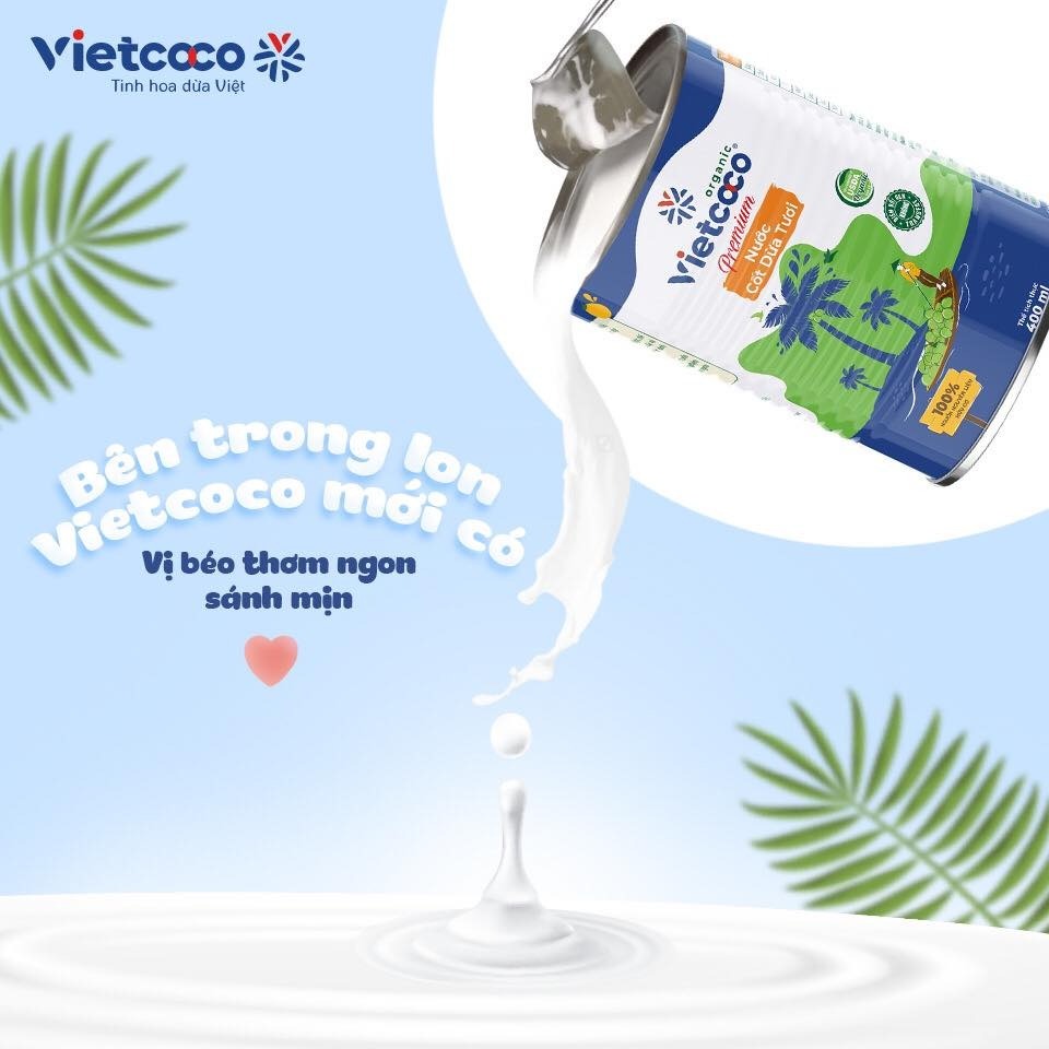 Nước cốt dừa tươi VIETCOCO (Premium Organic) Coconut Cream 400ml