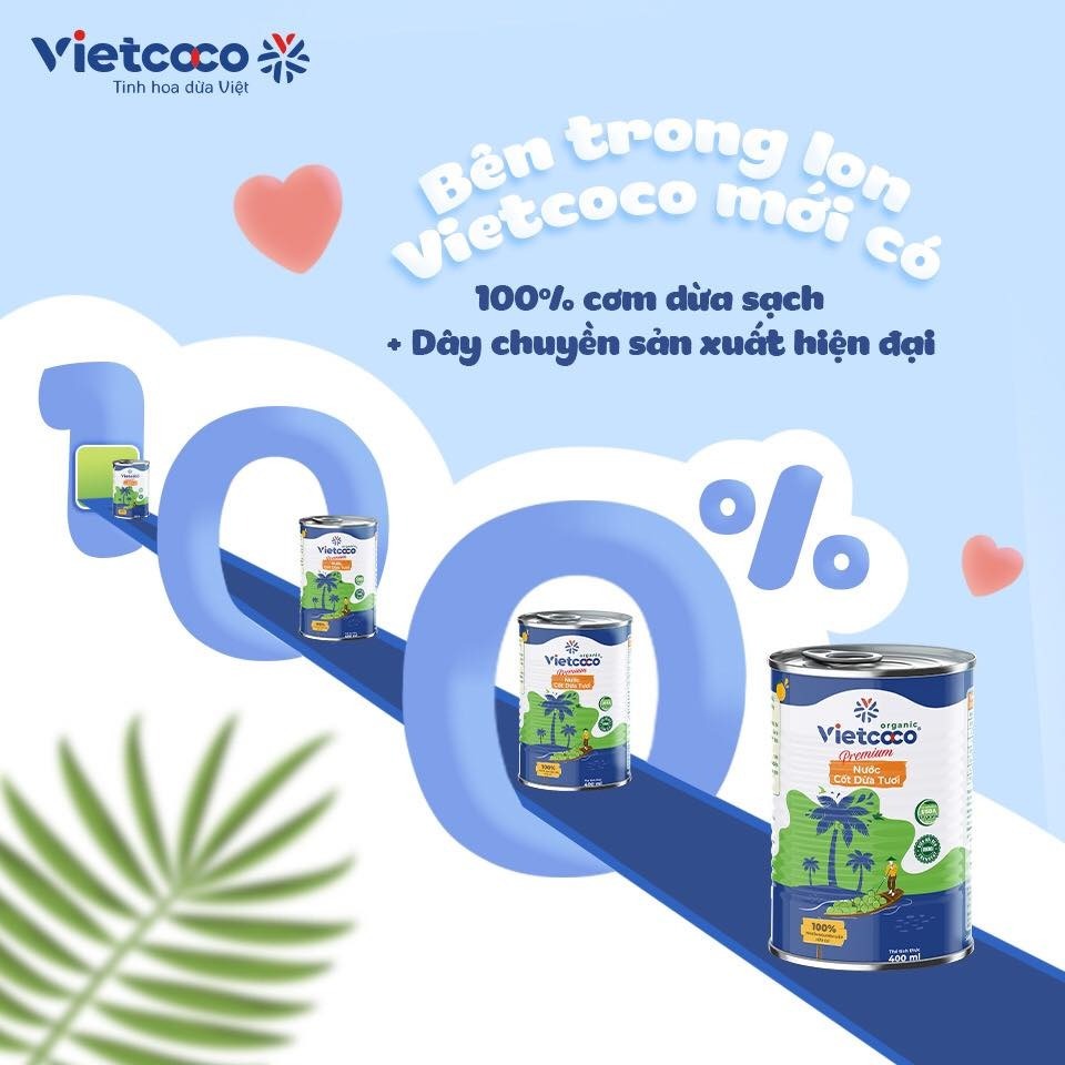 Nước cốt dừa tươi VIETCOCO (Premium Organic) Coconut Cream 400ml