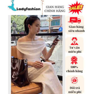Set áo trễ vai trắng phối quần suông ống rộng nữ, phong cách thời trang Hàn Quốc thanh lịch sang trọng