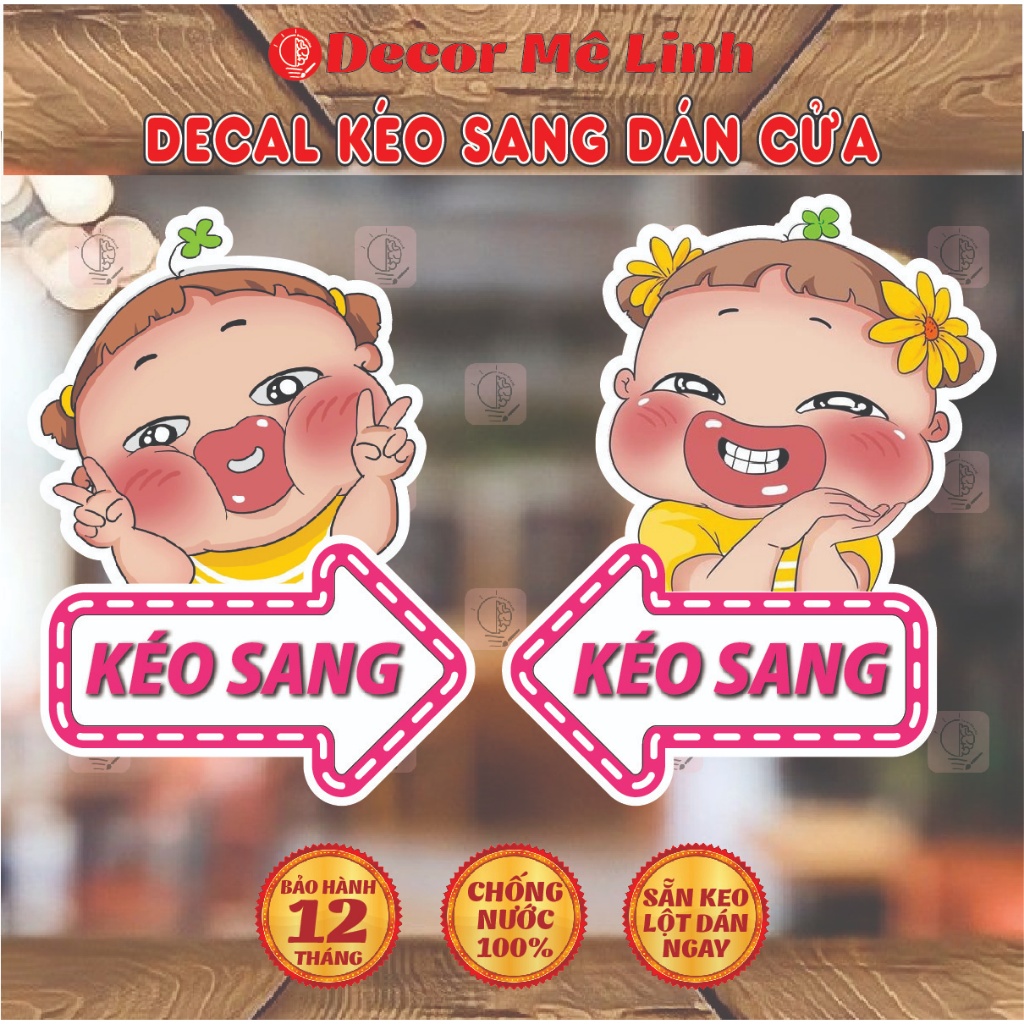 Top Decal Dán Kính Kéo Sang Trái - Sang Phải Dán Cửa Kháng Nước, Bóc Ra Dán Liền !!!