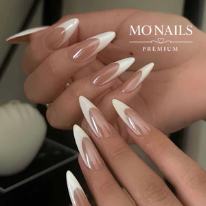 Nailbox Thiết Kế, Móng Úp, Móng Tay Giả Thạch Hồng Nude Fench Tráng Gương Sang Trọng P21