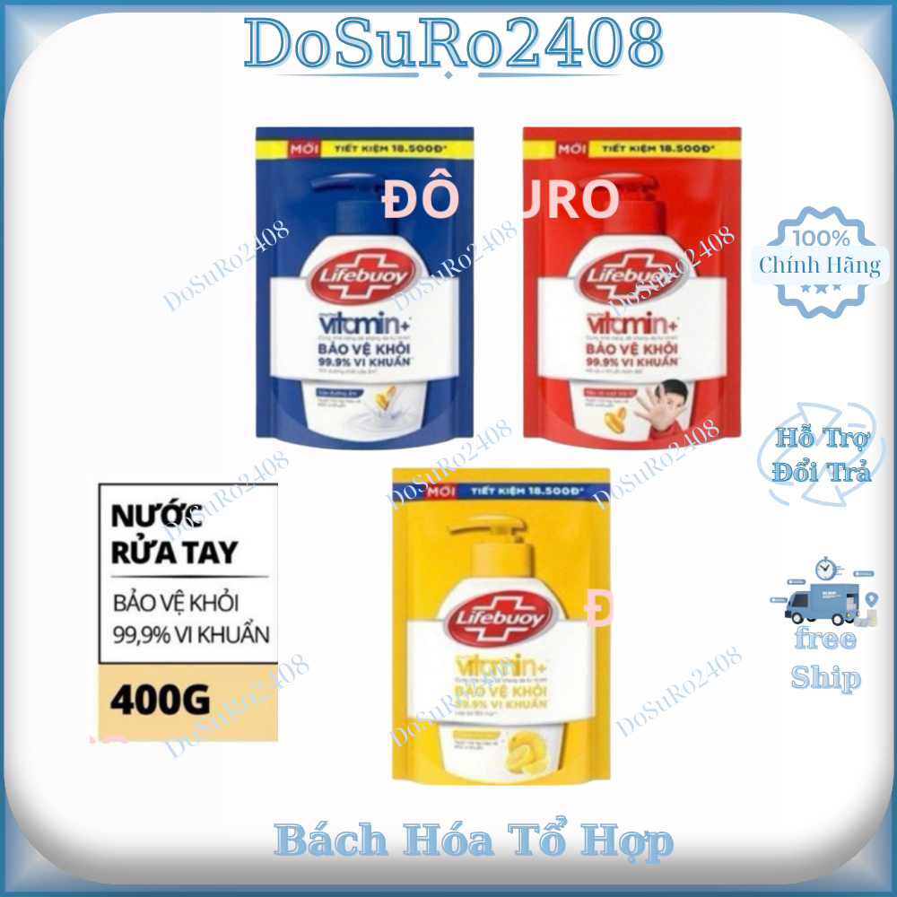 Túi Nước Rửa Tay Lifebuoy Vitamin+ 400g - Bảo Vệ Vượt Trội, Sữa Dưỡng Ẩm, Chanh Khử Mùi
