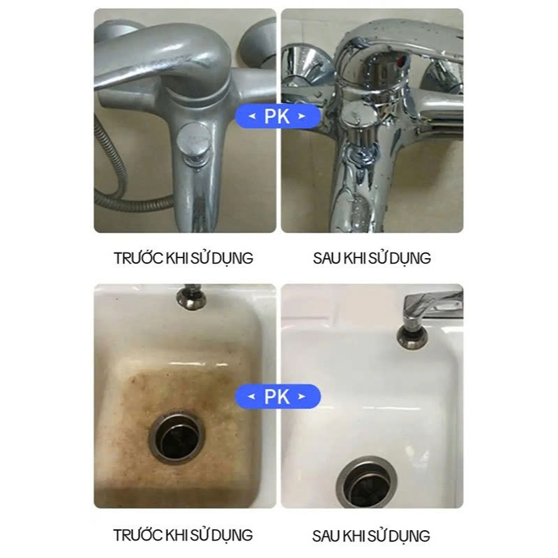 Nước Tẩy Cặn Canxi CLEAN - Sạch Bóng Vòi Sen, Vách Kính Chỉ Sau 3 Phút (An Toàn, Không Ăn Mòn Inox).