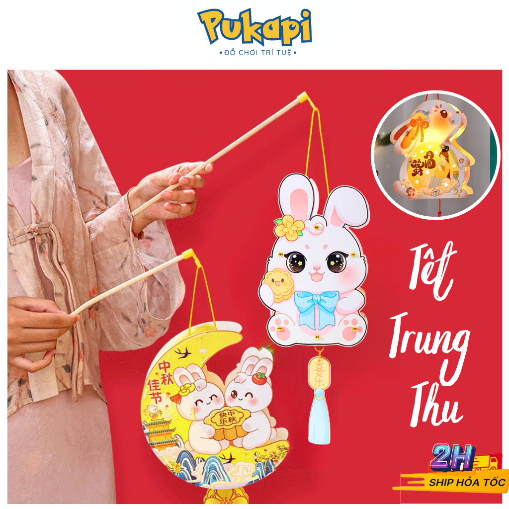 Lồng Đèn Trung Thu Đèn Lồng Tết Trung Thu Đa Dạng Mẫu Mã Hình Thỏ Ngọc Dễ Thương- Đồ Chơi Cho Bé  PUKAPI