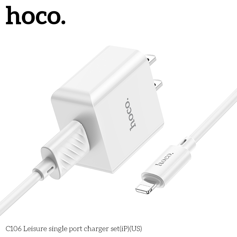 Combo sạc HOCO C106 10.5W kèm cáp – Củ sạc mini gọn nhẹ, dùng cho điện thoại Android & iP