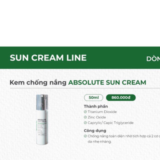 Kem chống nắng absolute sun Cream Dr Cori