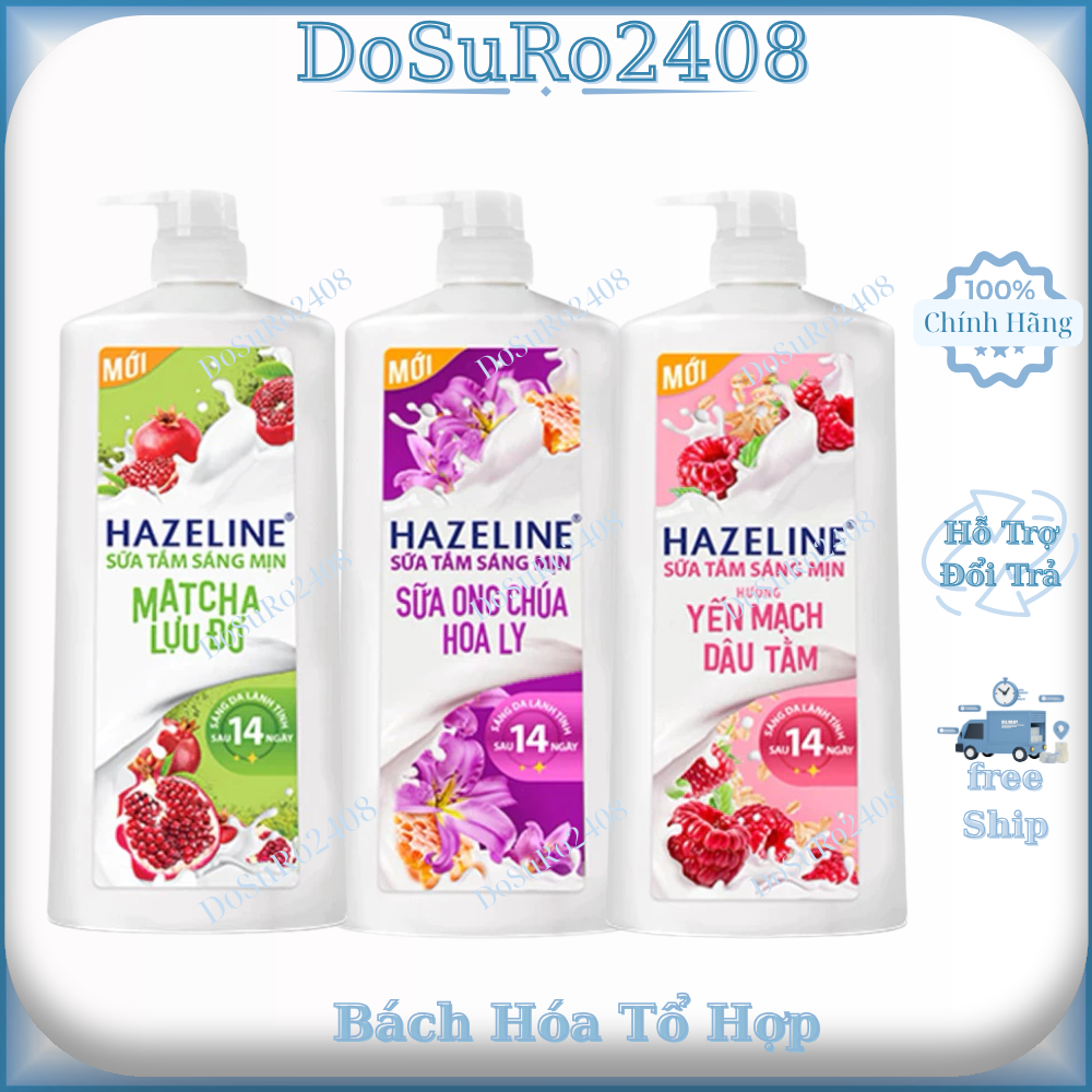 Sữa tắm dưỡng thể thiên nhiên hỗ  trắng sáng da Hazeline Chai 670g, 800g, 1KG