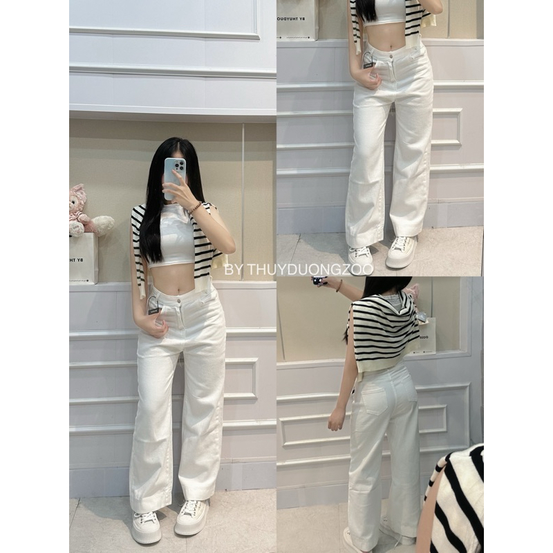 THUYDUONGZOO - QUẦN JEANS TRẮNG FORM SUÔNG FORM CHUẨN DÀY DẶN