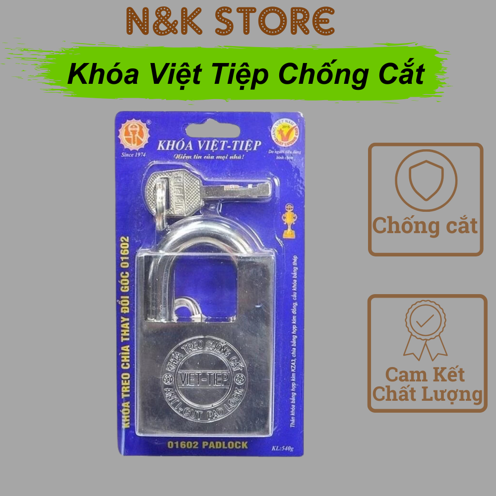 Ổ khóa Việt Tiệp chống cắt đủ các cầu 8, 10, 12 kèm 4 chìa khóa, khóa inox chống cắt Việt Tiệp